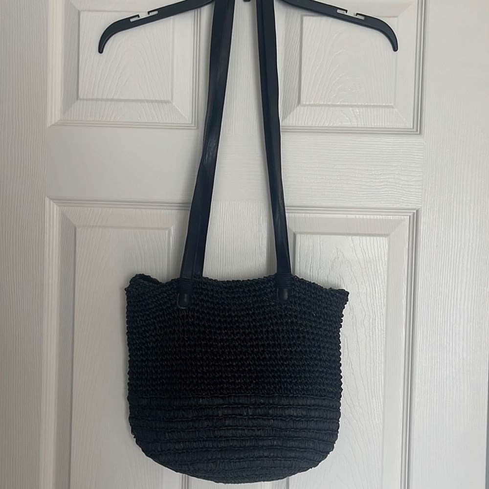 Black naturalizer woven purse